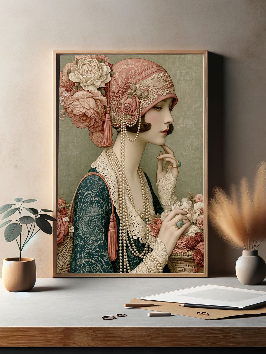 Art Nouveau Portrait Print. — room view 2