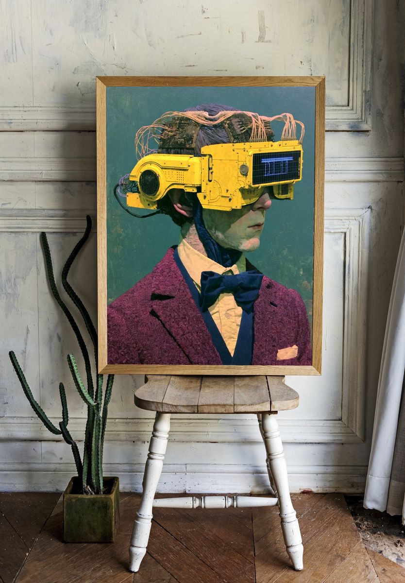 Cyber Portrait Illustration Poster. — room view 1
