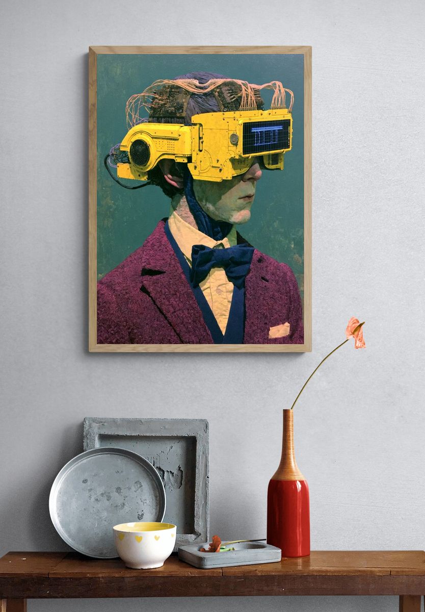 Cyber Portrait Illustration Poster. — room view 3