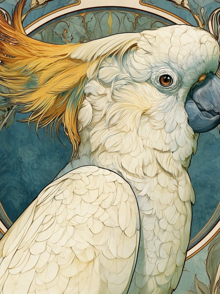 Cockatoo Art Nouveau Poster. poster detail