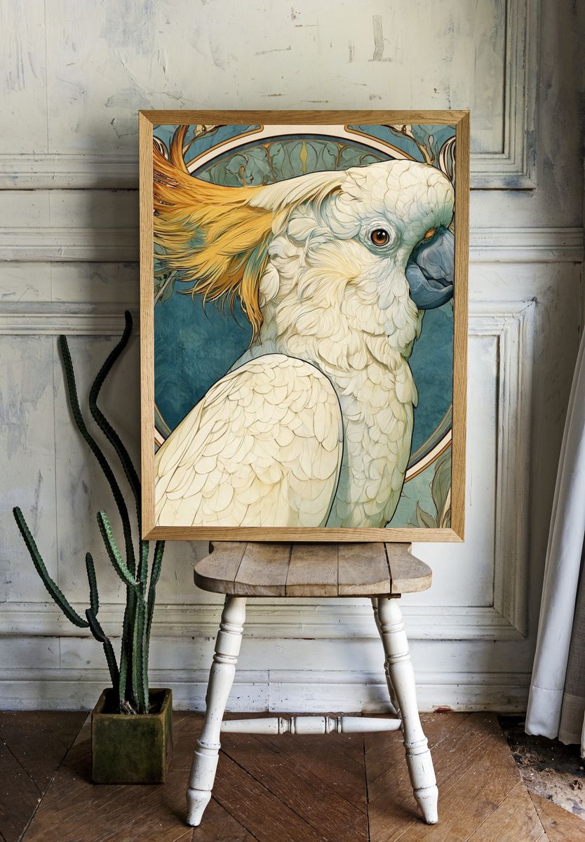 Cockatoo Art Nouveau Poster. room preview