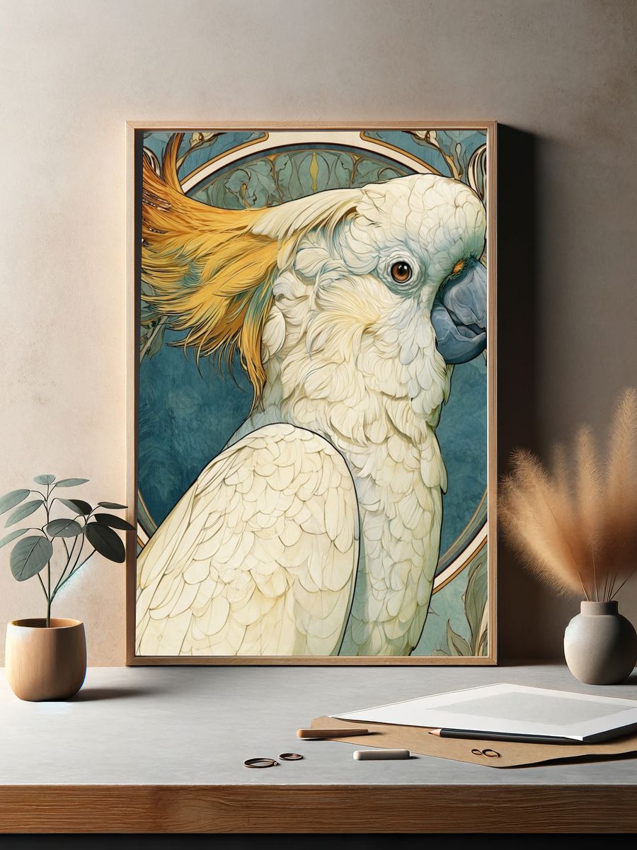 Cockatoo Art Nouveau Poster. — room view 2