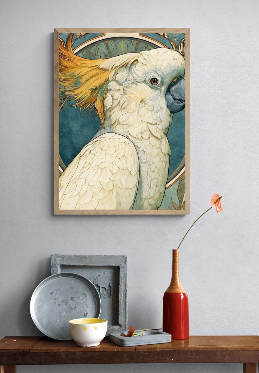Cockatoo Art Nouveau Poster. — room view 3