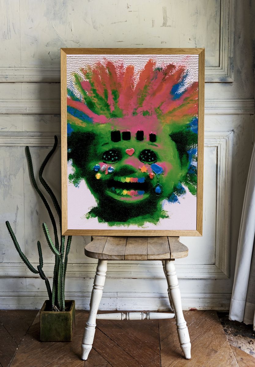 Neon Mask Portrait Print. room preview