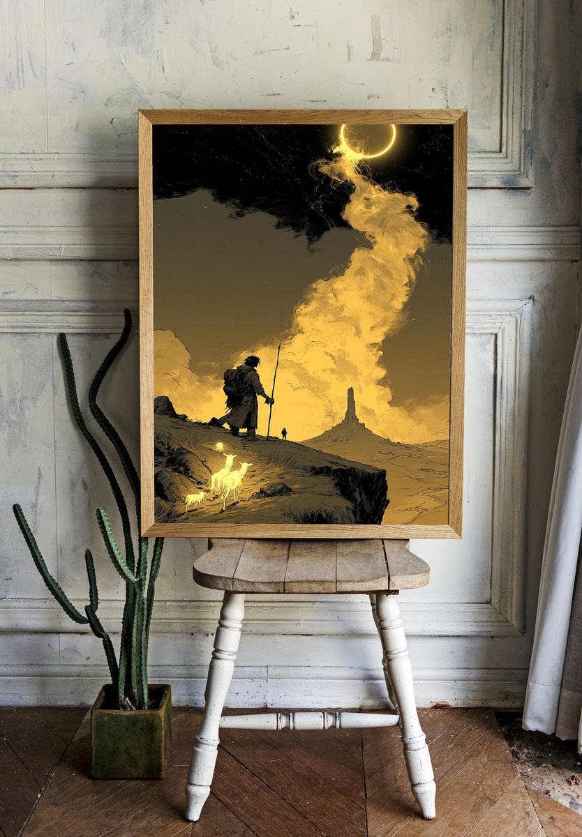 Desert Eclipse Wanderer Poster. room preview