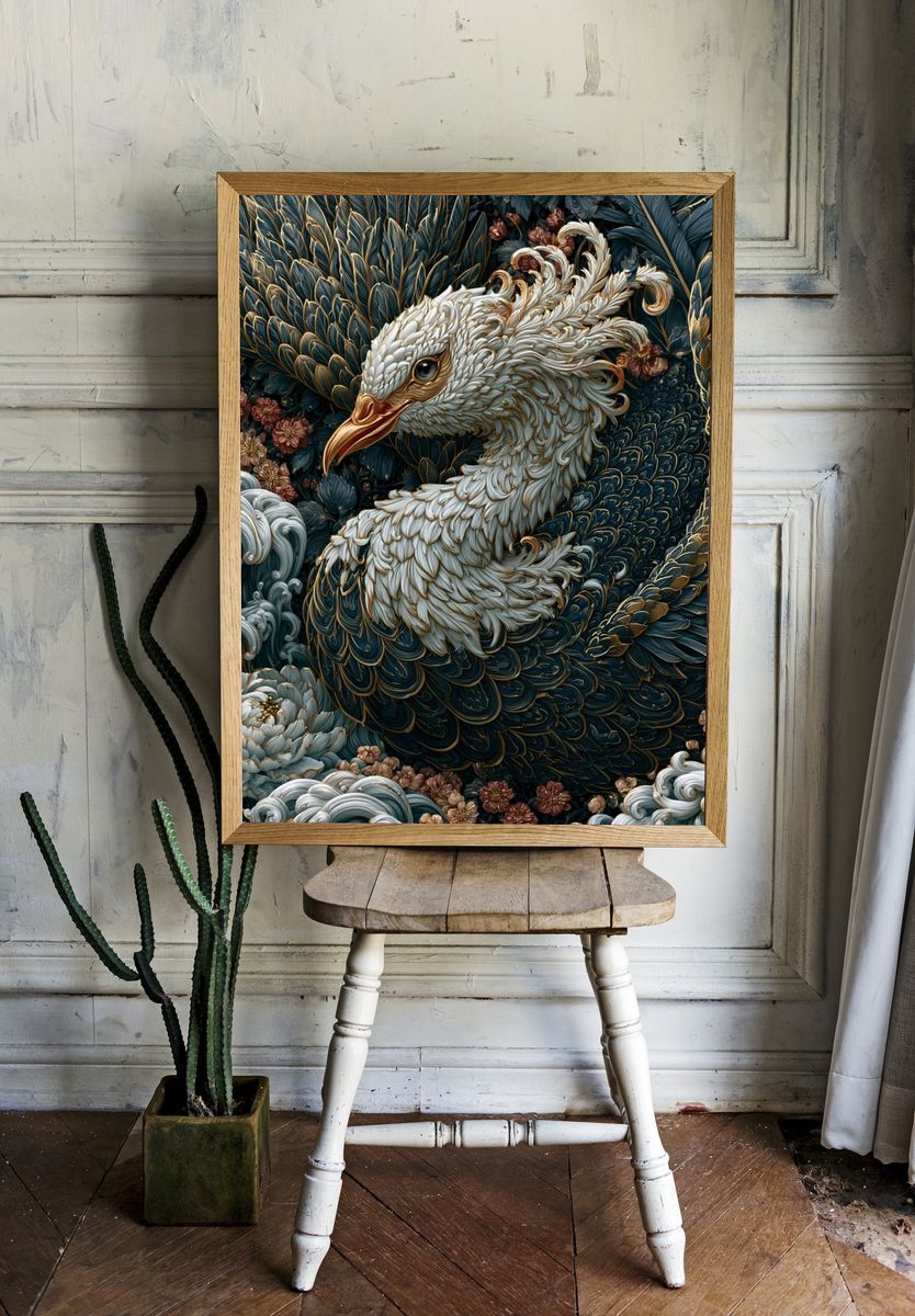 Phoenix Bird Illustration Poster. — room view 1