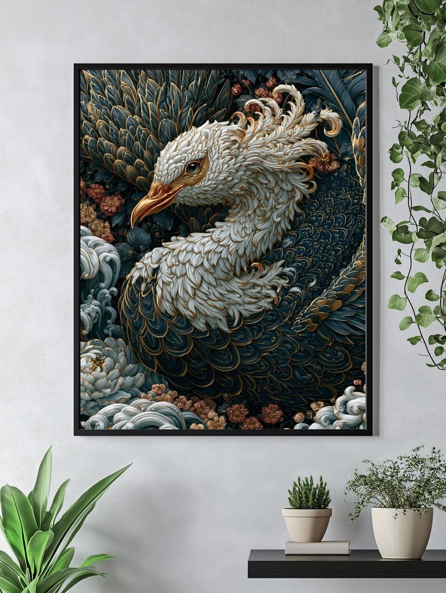 Phoenix Bird Illustration Poster. — room view 4