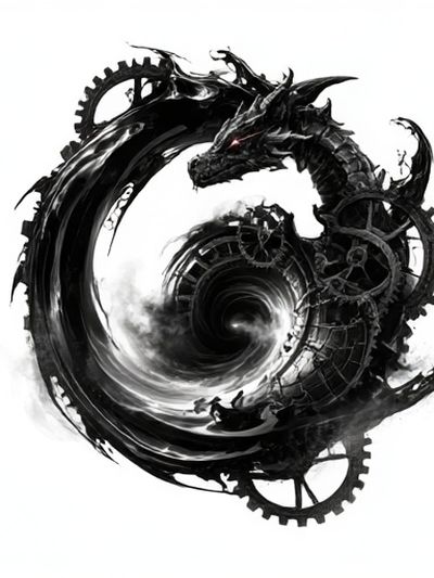 Mechanical Dragon Ink Print.