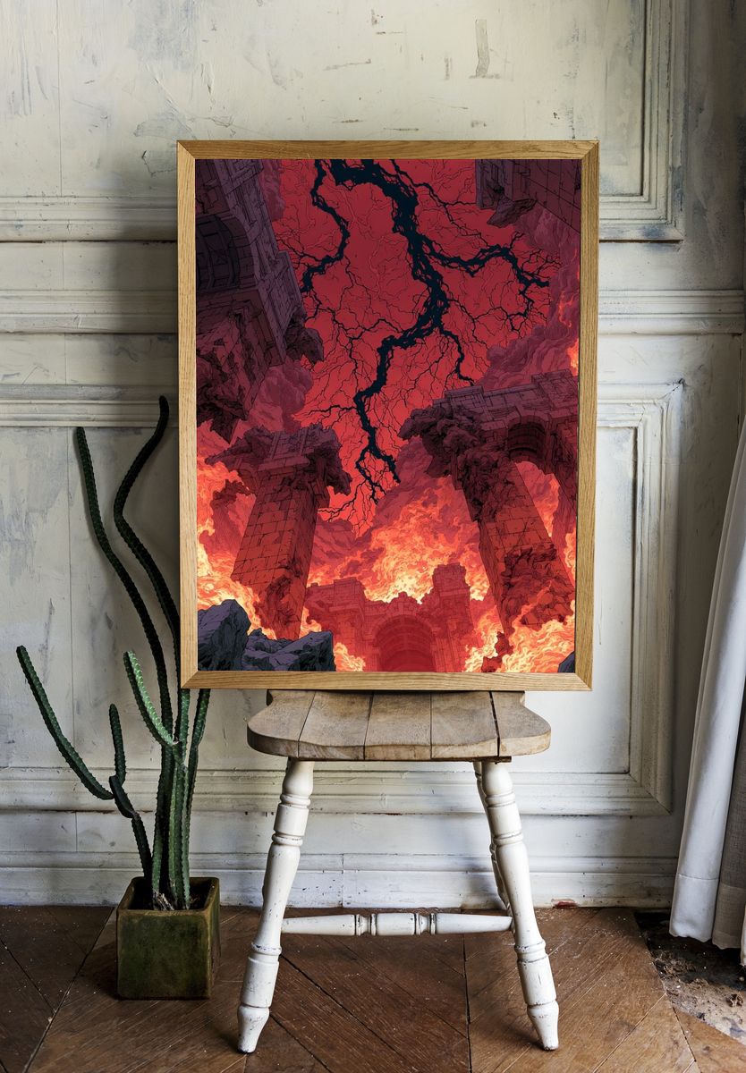 Infernal Ruins Fantasy Illustration Poster. room preview