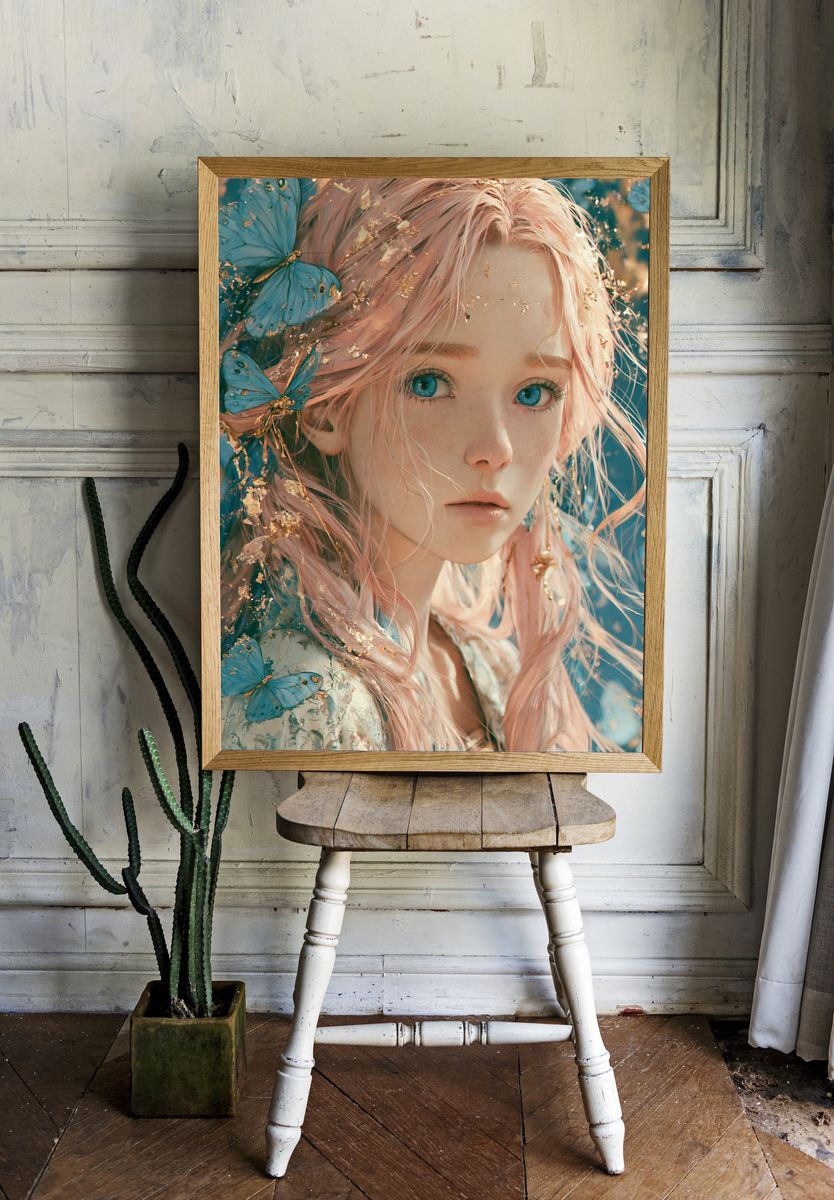 Butterfly Girl Portrait Print. — room view 1