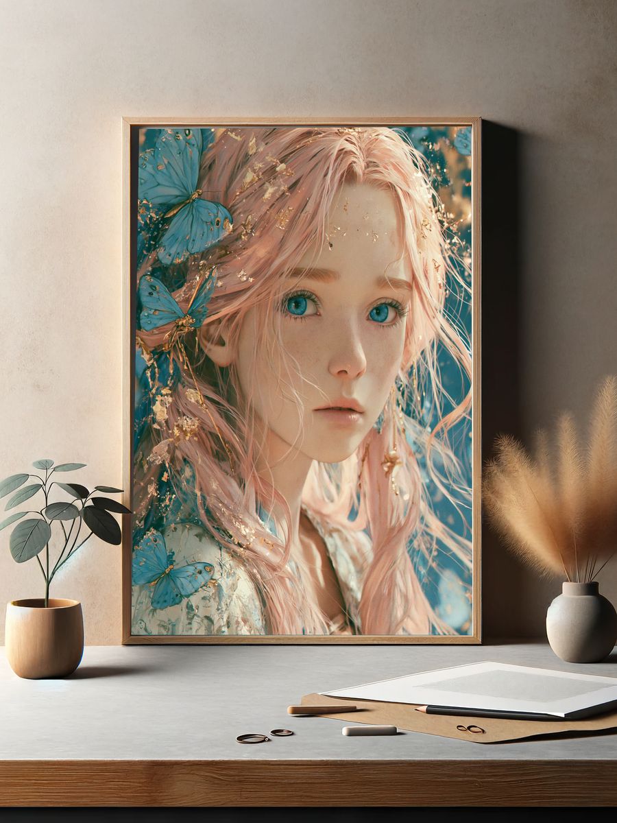 Butterfly Girl Portrait Print. — room view 2