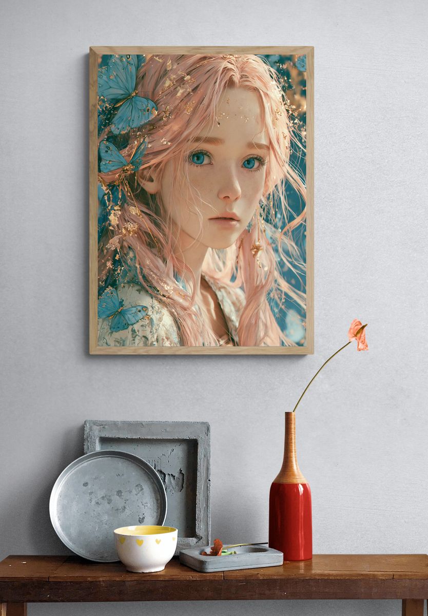 Butterfly Girl Portrait Print. — room view 3