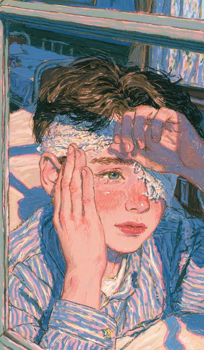 Contemplative Portrait Illustration Poster.