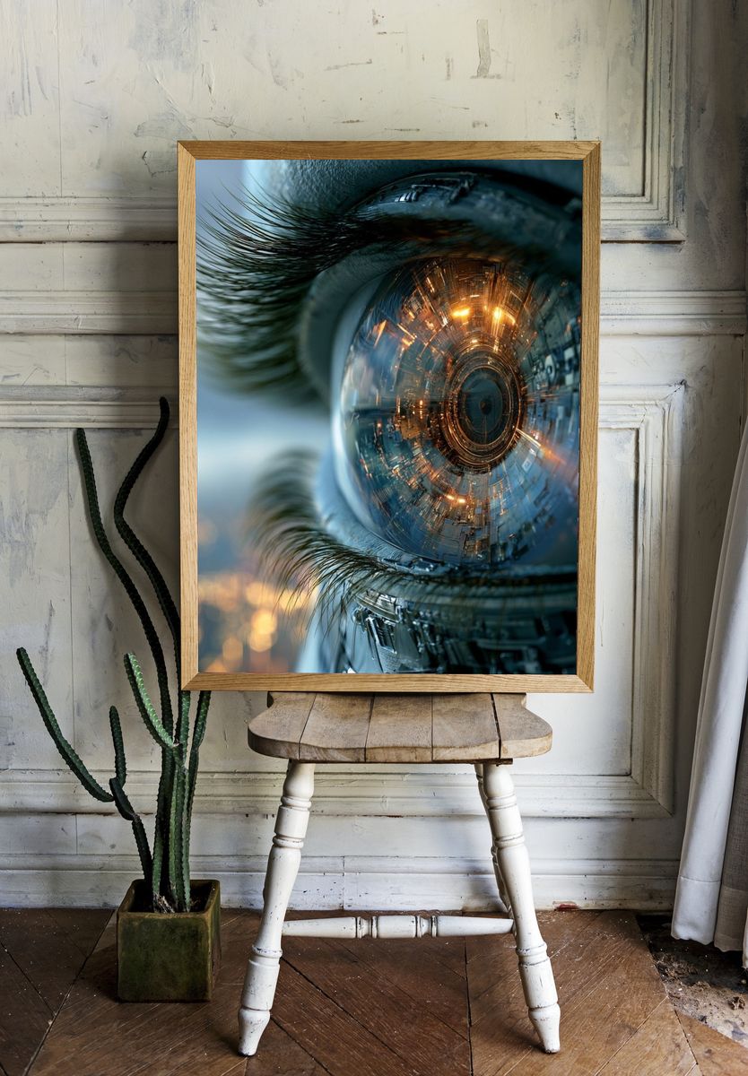 Cybernetic Eye Digital Art Poster. room preview