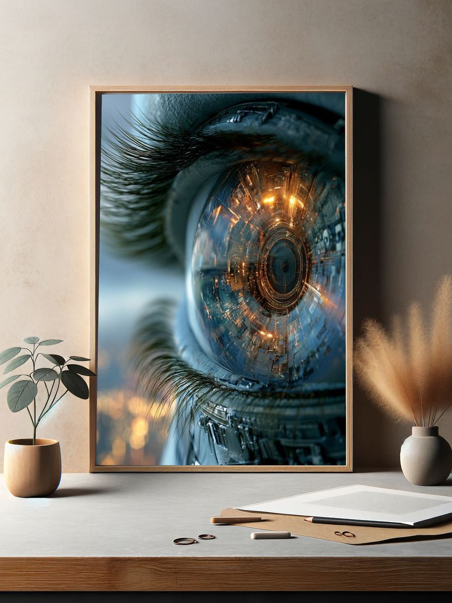 Cybernetic Eye Digital Art Poster. — room view 2
