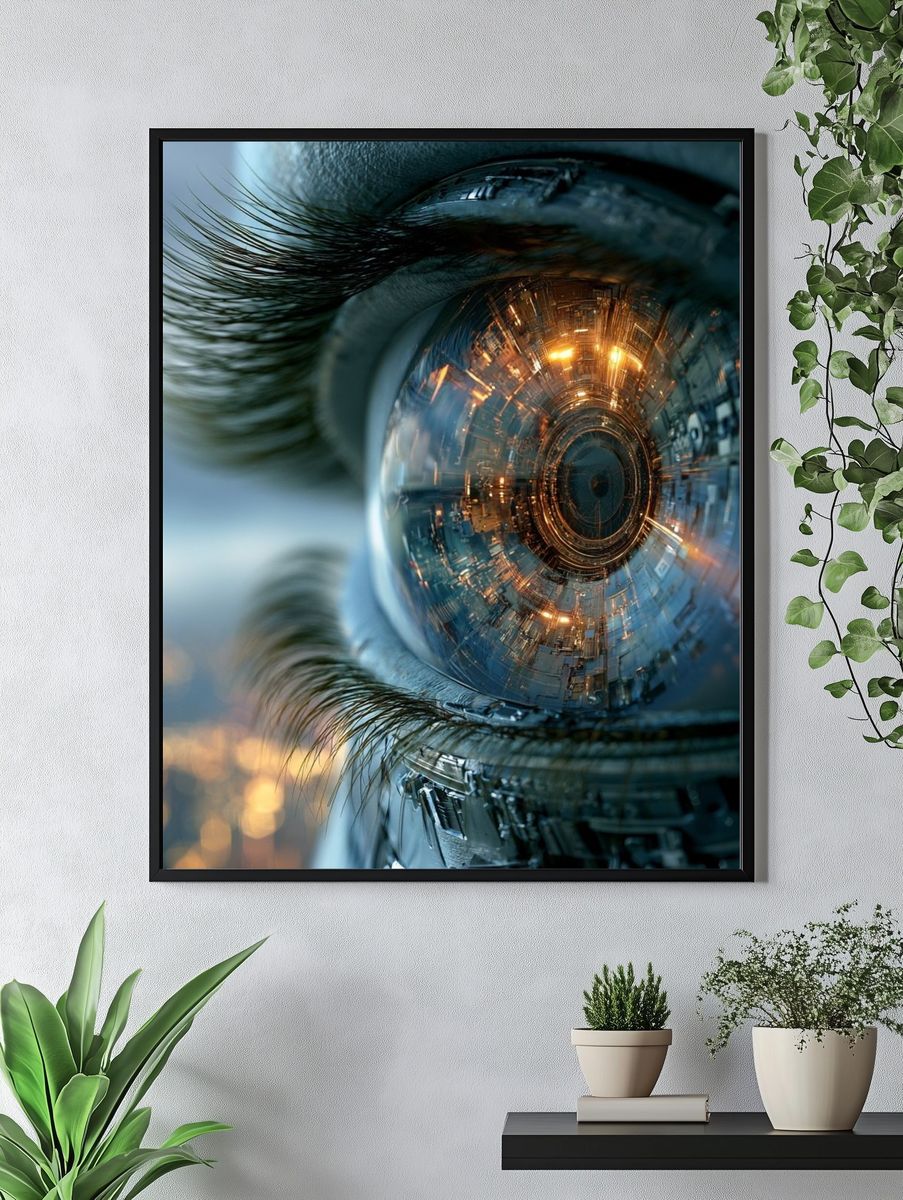 Cybernetic Eye Digital Art Poster. — room view 4