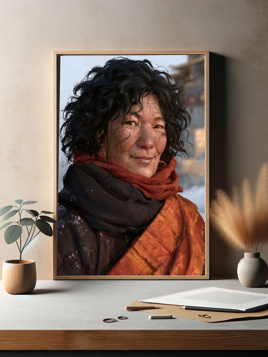 Winter Portrait Illustration Poster. — room view 2