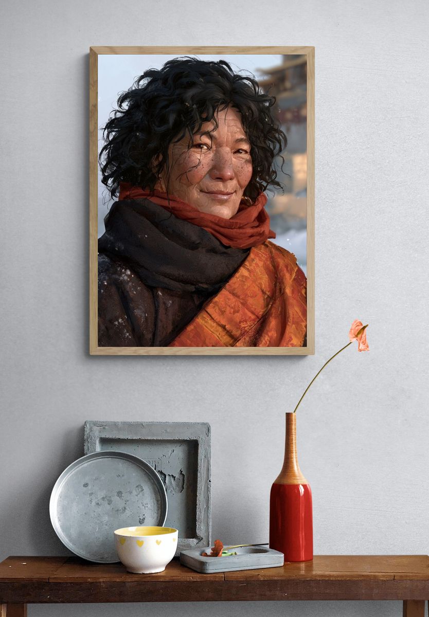 Winter Portrait Illustration Poster. — room view 3