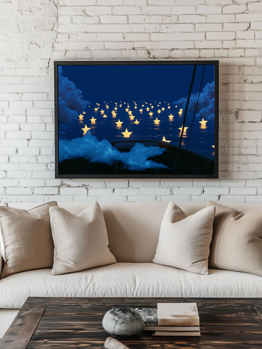 Dreamy Star Sea Illustration Poster. room preview