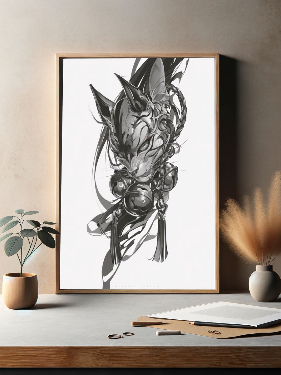 Abstract Cat Ink Poster. — room view 2