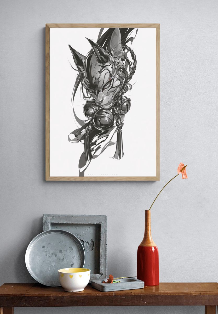 Abstract Cat Ink Poster. — room view 3