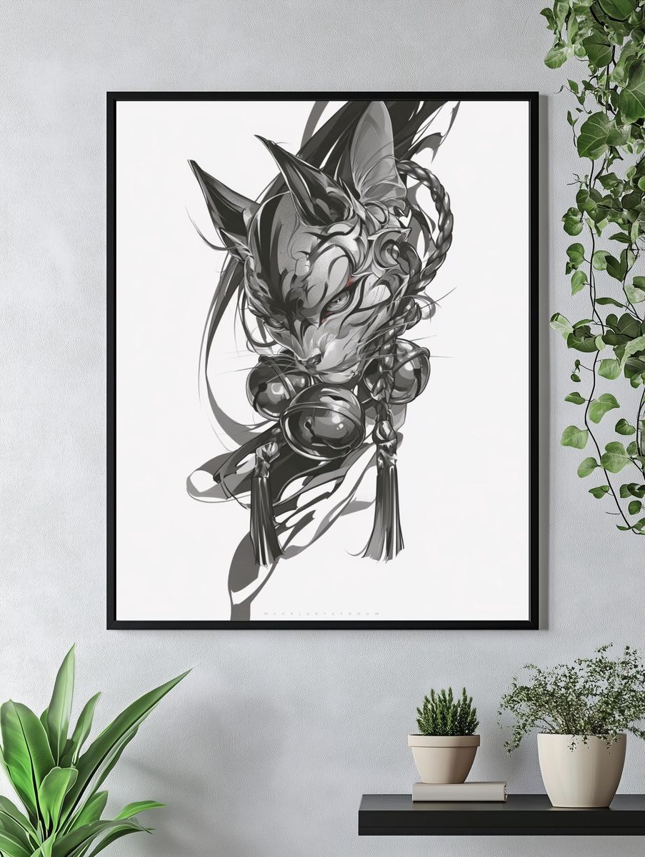 Abstract Cat Ink Poster. — room view 4