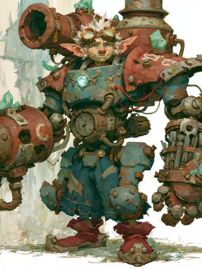 Steampunk Goblin Mech Illustration Poster. poster