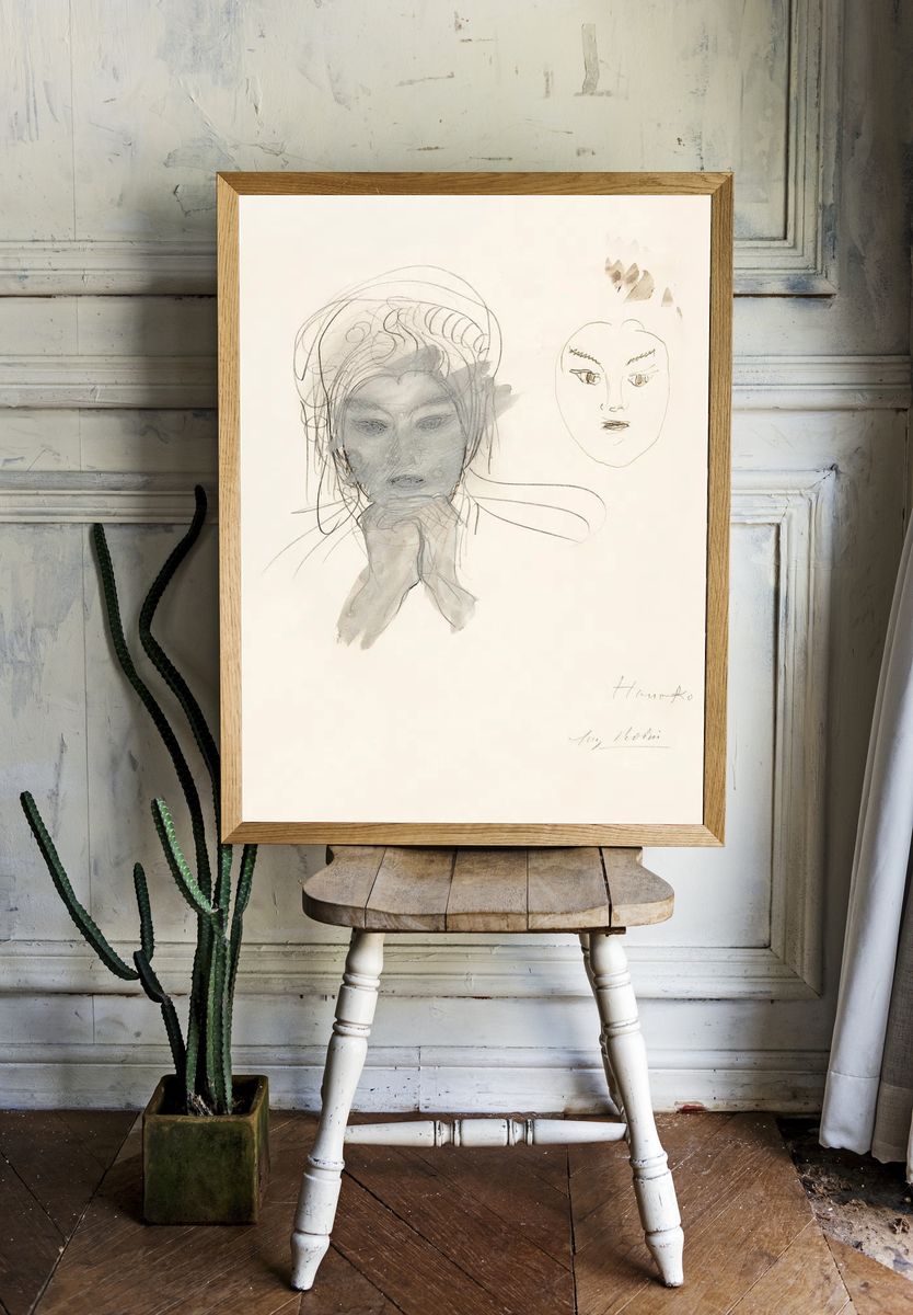 Sketch Portrait Minimalist Print. — room view 1