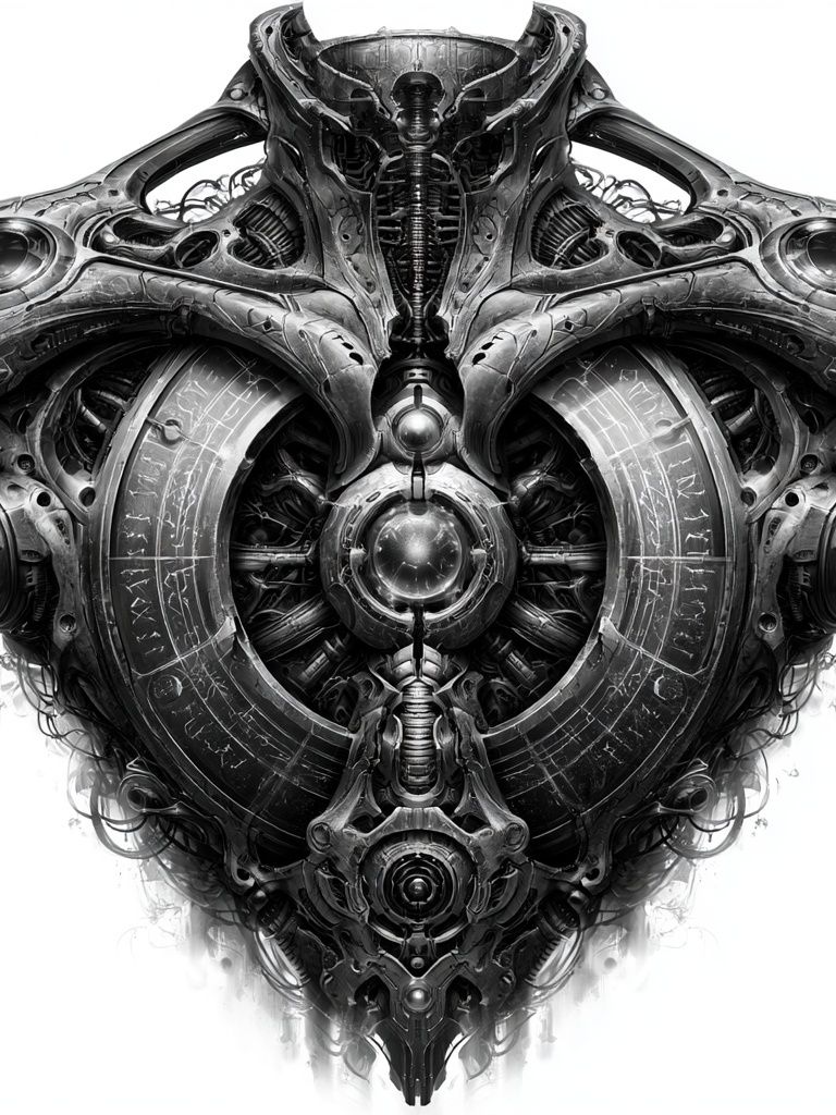 Mechanical Skull Abstract Print. poster — illustration art
