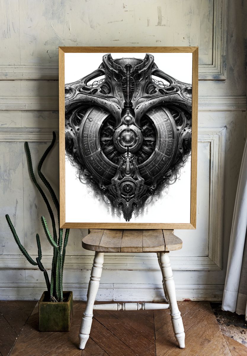 Mechanical Skull Abstract Print. room preview