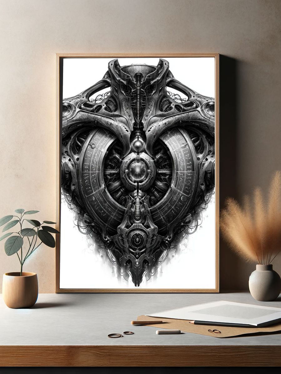 Mechanical Skull Abstract Print. — room view 2