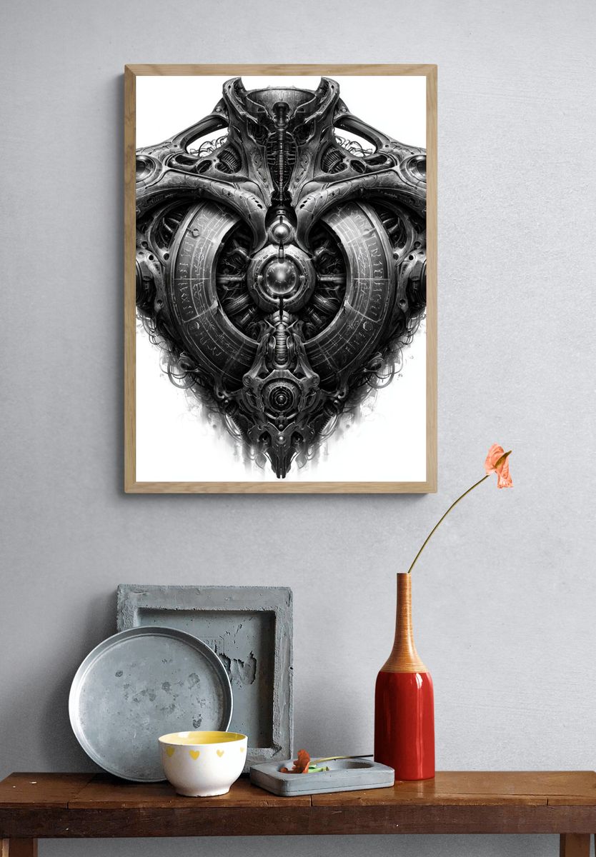 Mechanical Skull Abstract Print. — room view 3