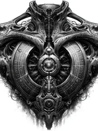 Mechanical Skull Abstract Print.