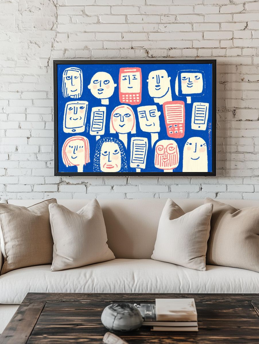 Playful Faces Illustration Poster. room preview