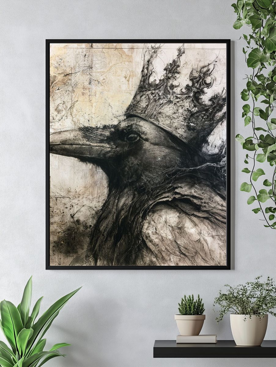 Crowned Raven Ink Poster. — room view 4