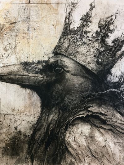 Crowned Raven Ink Poster.