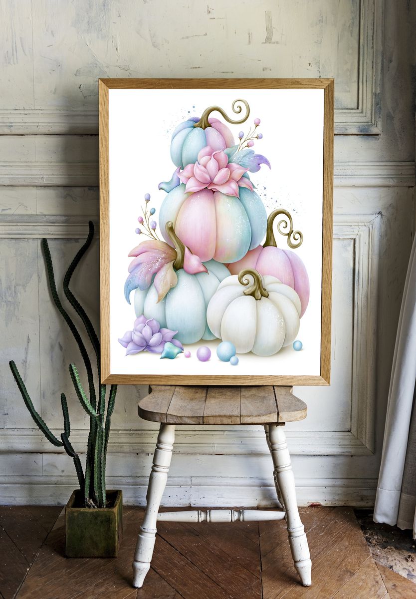 Pastel Pumpkin Bouquet Poster. room preview