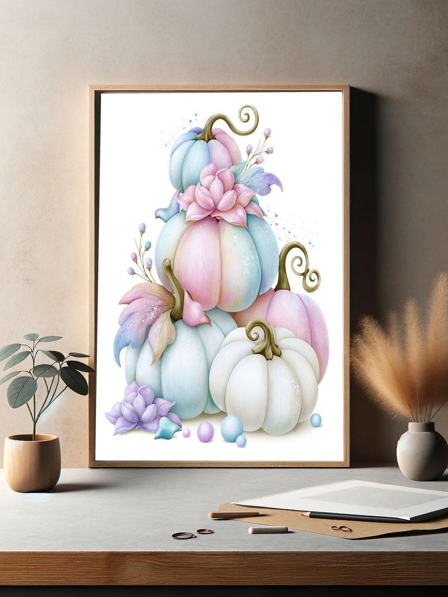 Pastel Pumpkin Bouquet Poster. — room view 2