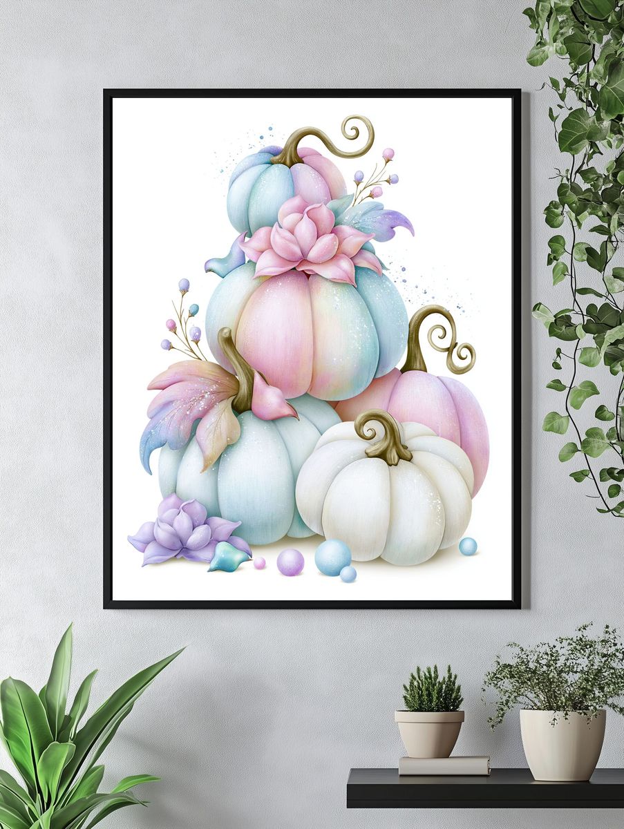 Pastel Pumpkin Bouquet Poster. — room view 4