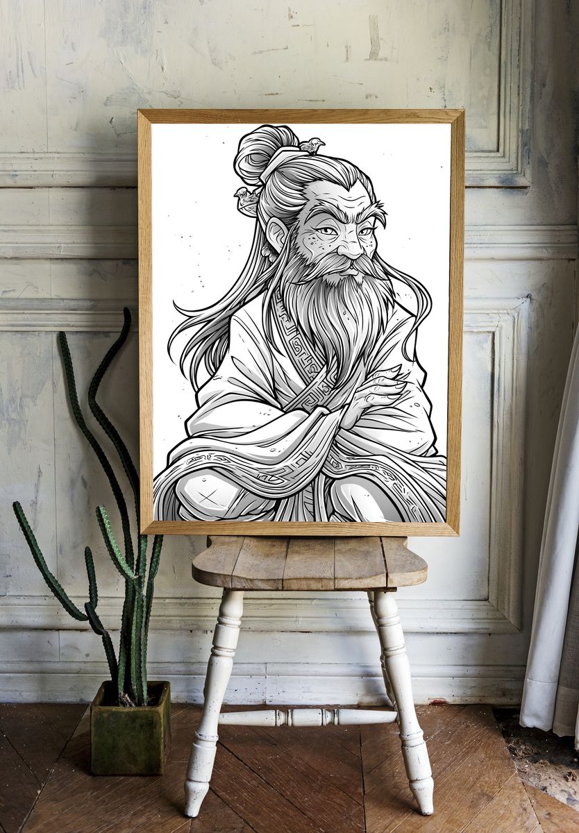 Samurai Elder Ink Poster. — room view 1