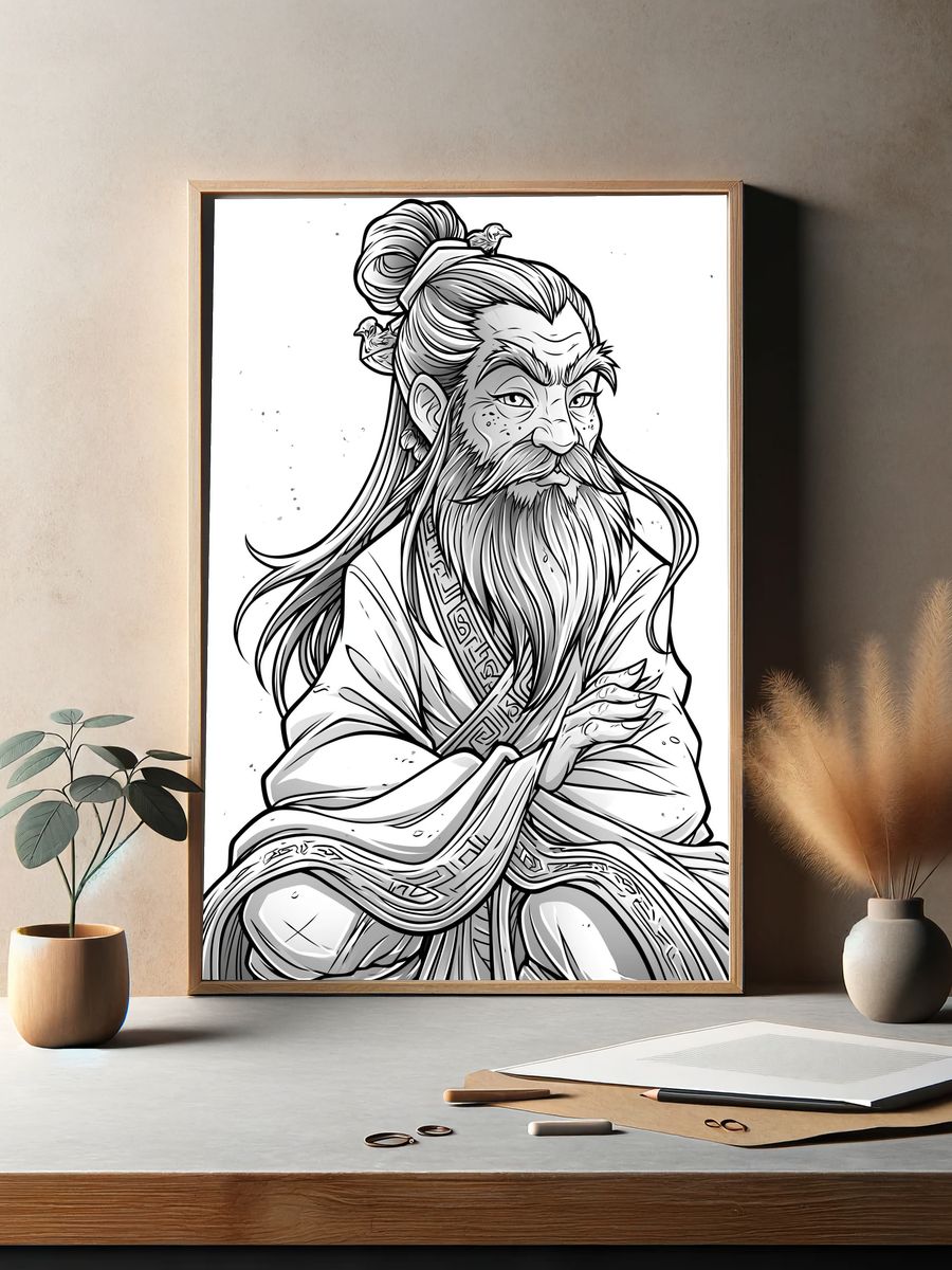 Samurai Elder Ink Poster. — room view 2