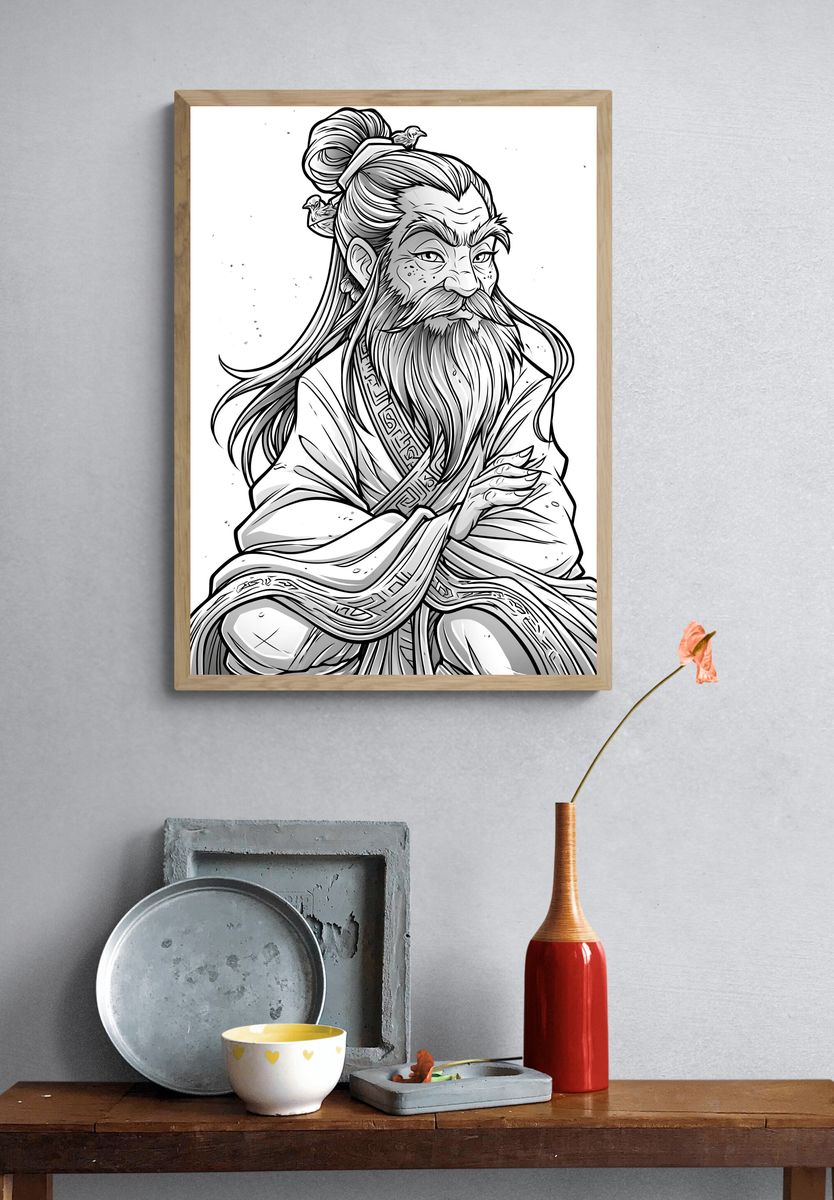Samurai Elder Ink Poster. — room view 3