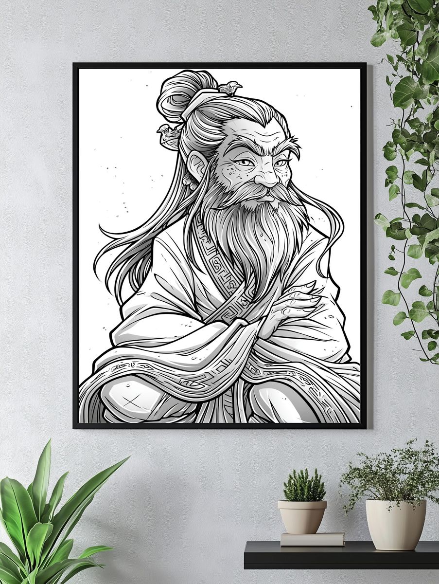 Samurai Elder Ink Poster. — room view 4