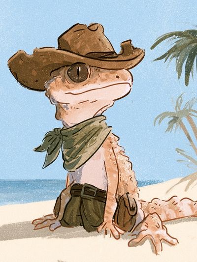 Cowboy Gecko Beach Print.