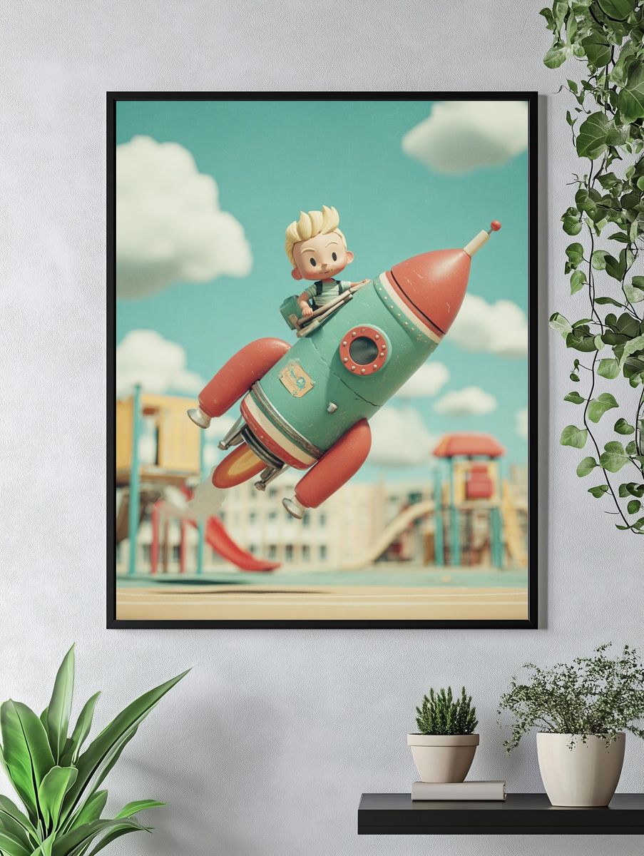 Rocket Ride Kids Illustration Poster. — room view 4