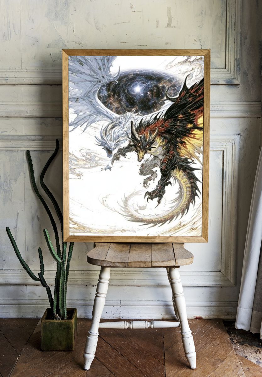 Dragon Eclipse Illustration Poster. room preview