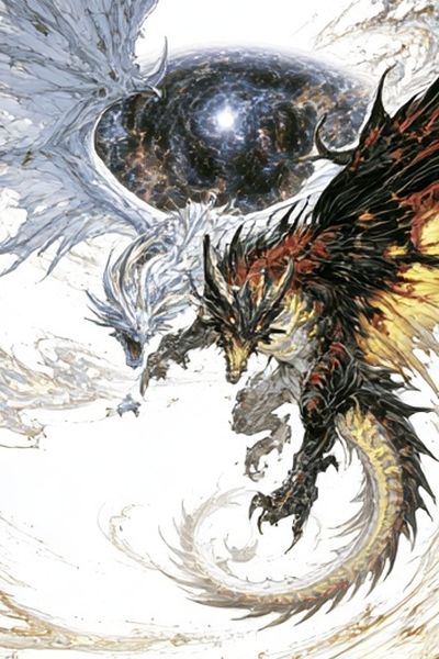 Dragon Eclipse Illustration Poster.