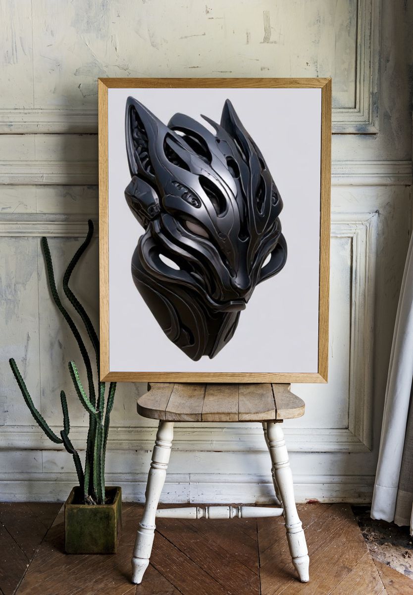 Black Panther Helmet Illustration Poster. room preview