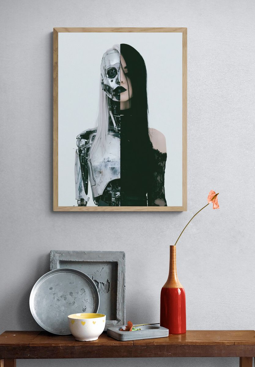 Cybernetic Woman Portrait Print. — room view 3