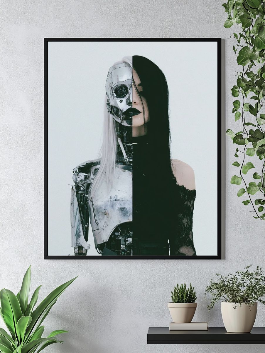 Cybernetic Woman Portrait Print. — room view 4